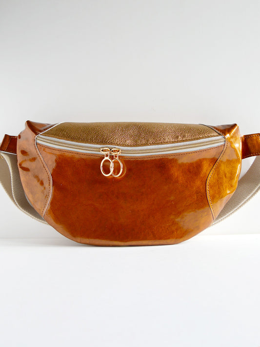 Banane - n°32 Cuir vernis tabac blond