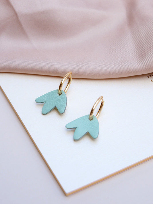mini Bilbao - Boucles d'oreilles en cuir céladon