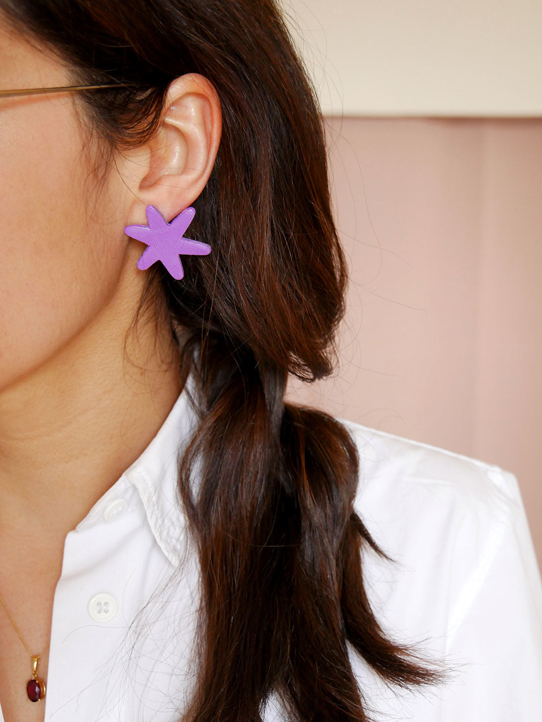 Miami - Boucles d'oreilles étoile en cuir violet