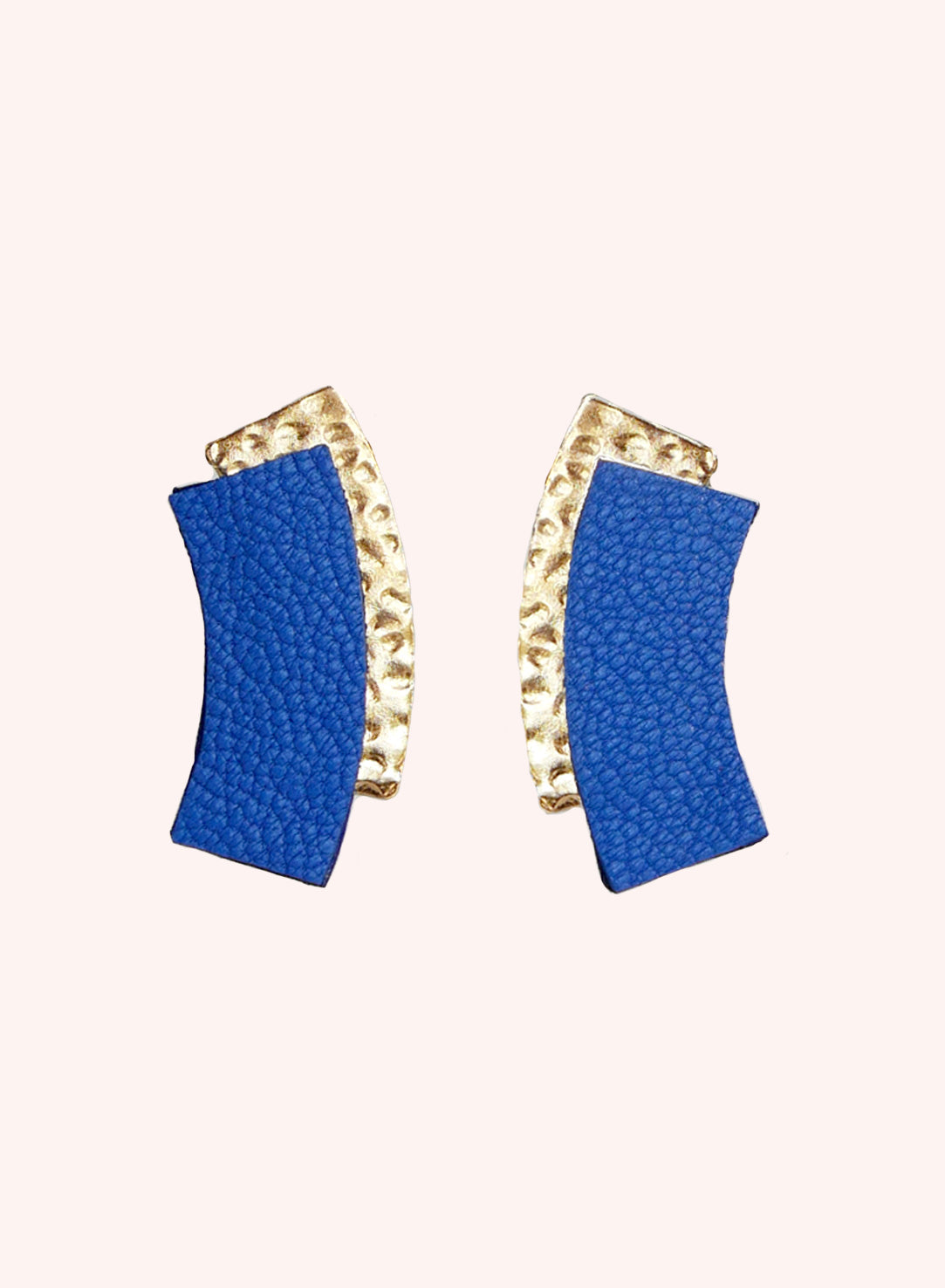 MENPHIS - Puces d'oreilles en cuir bleu cobalt / rose