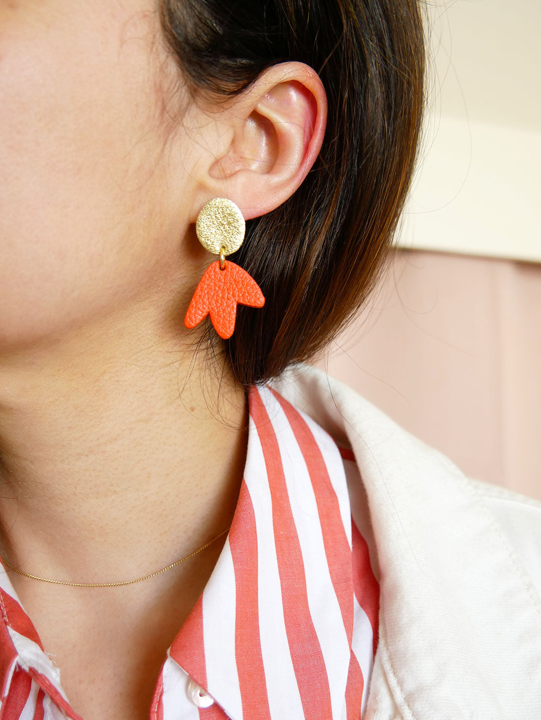 Mini Bilbao - Boucles d'oreilles en orange et or