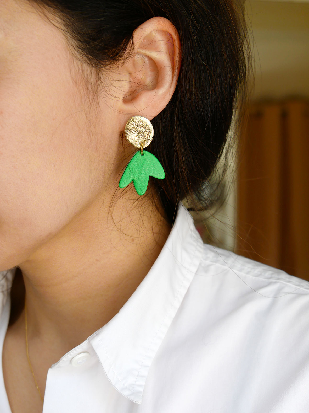 Mini Bilbao - Boucles d'oreilles en vert et or