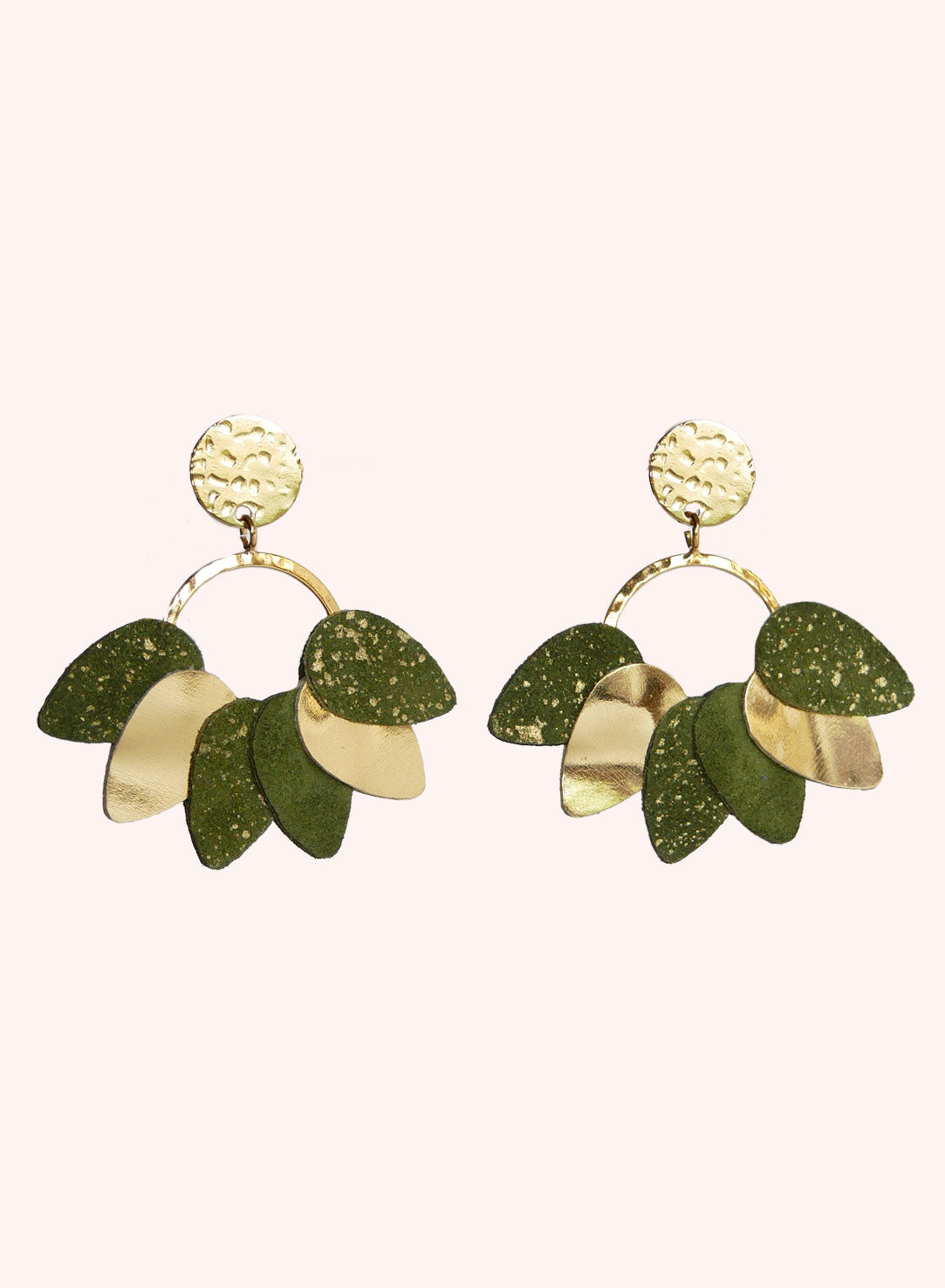 MEXICO - Boucles d'oreilles en cuir bronze / vert