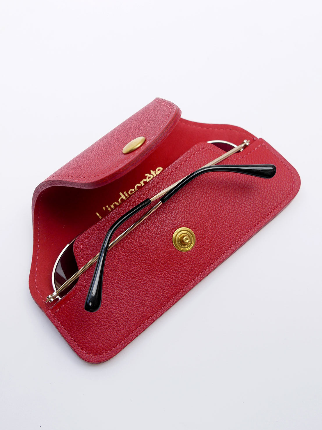 Etui à lunettes en cuir rouge ET62