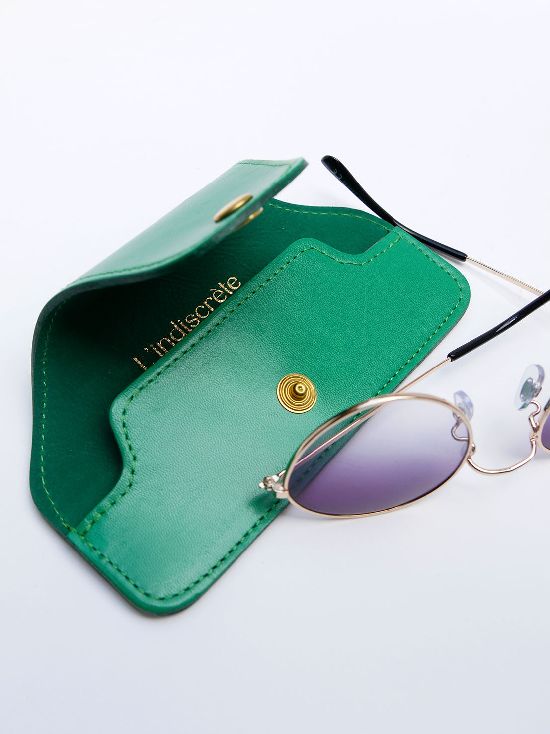 Etui à lunettes en cuir vert ET61