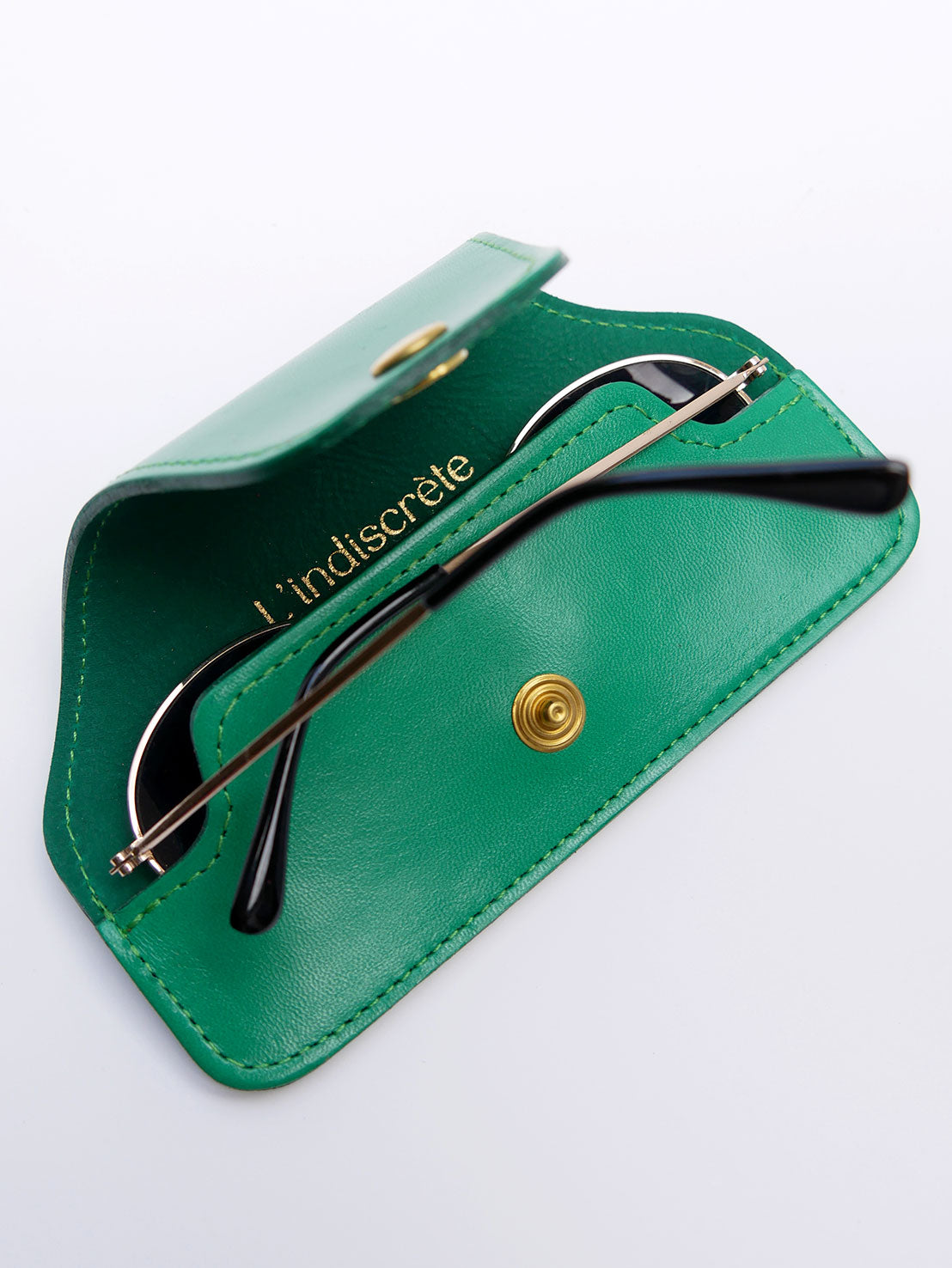 Etui à lunettes en cuir vert ET61