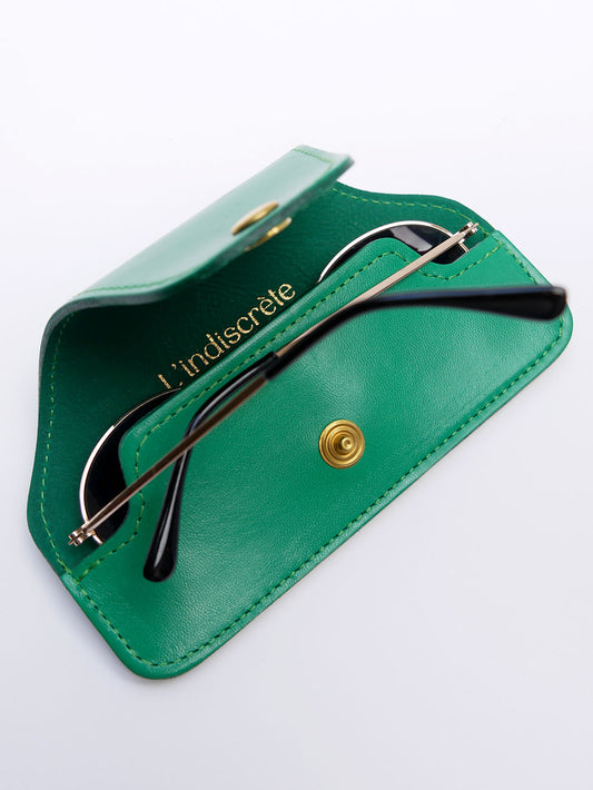 Etui à lunettes en cuir vert ET61