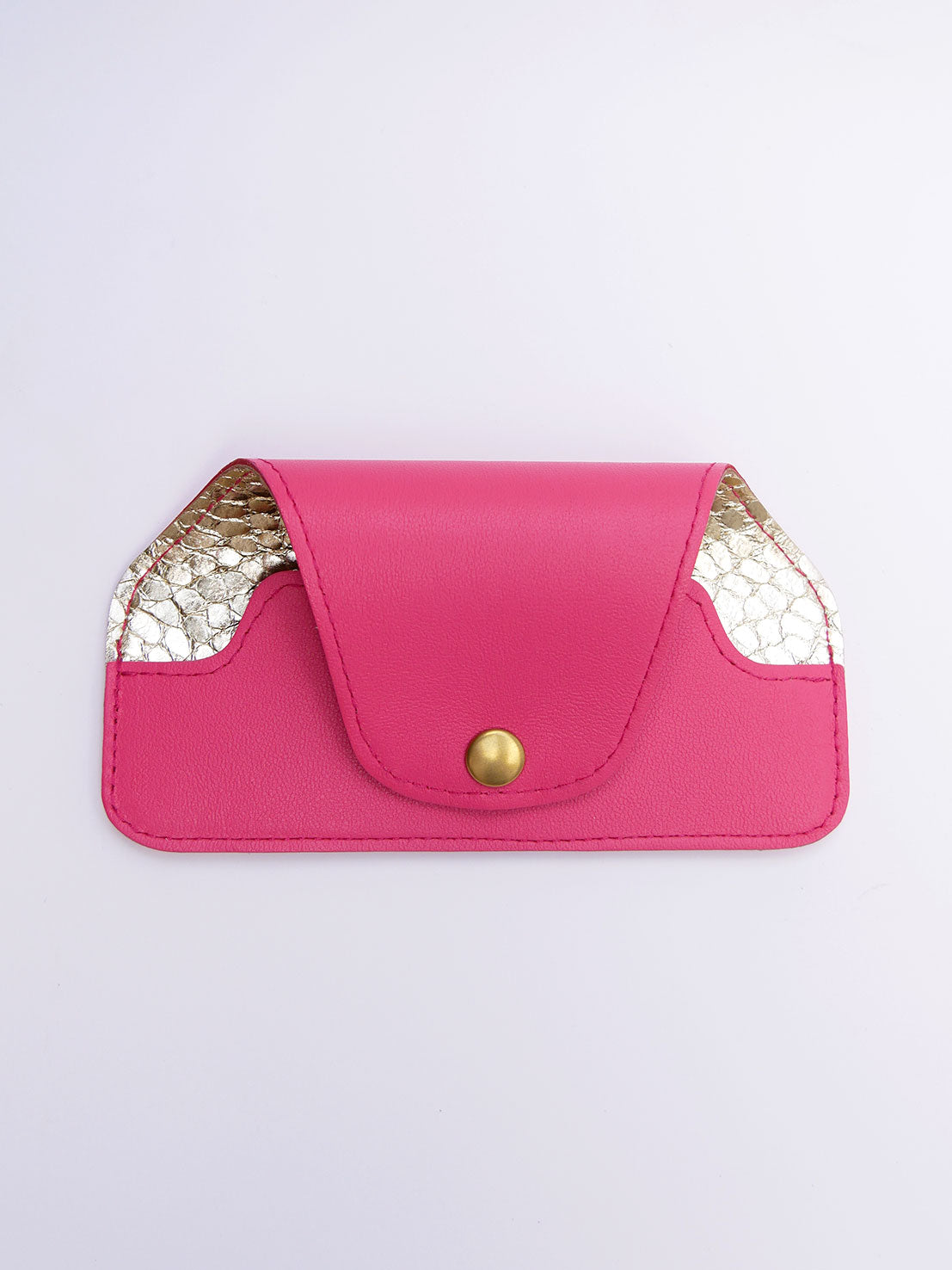 Etui à lunettes en cuir rose fuchsia ET63