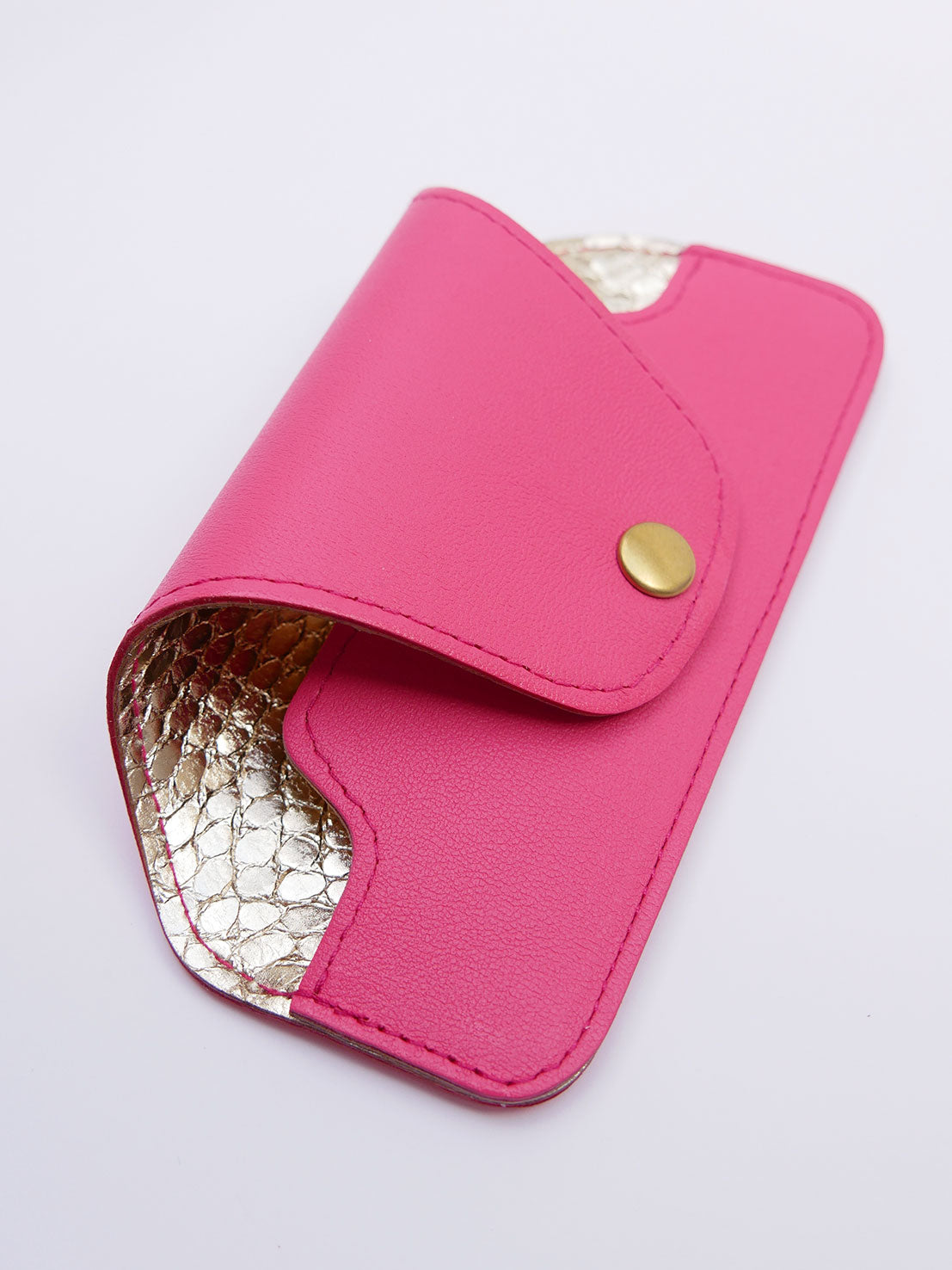 Etui à lunettes en cuir rose fuchsia ET63