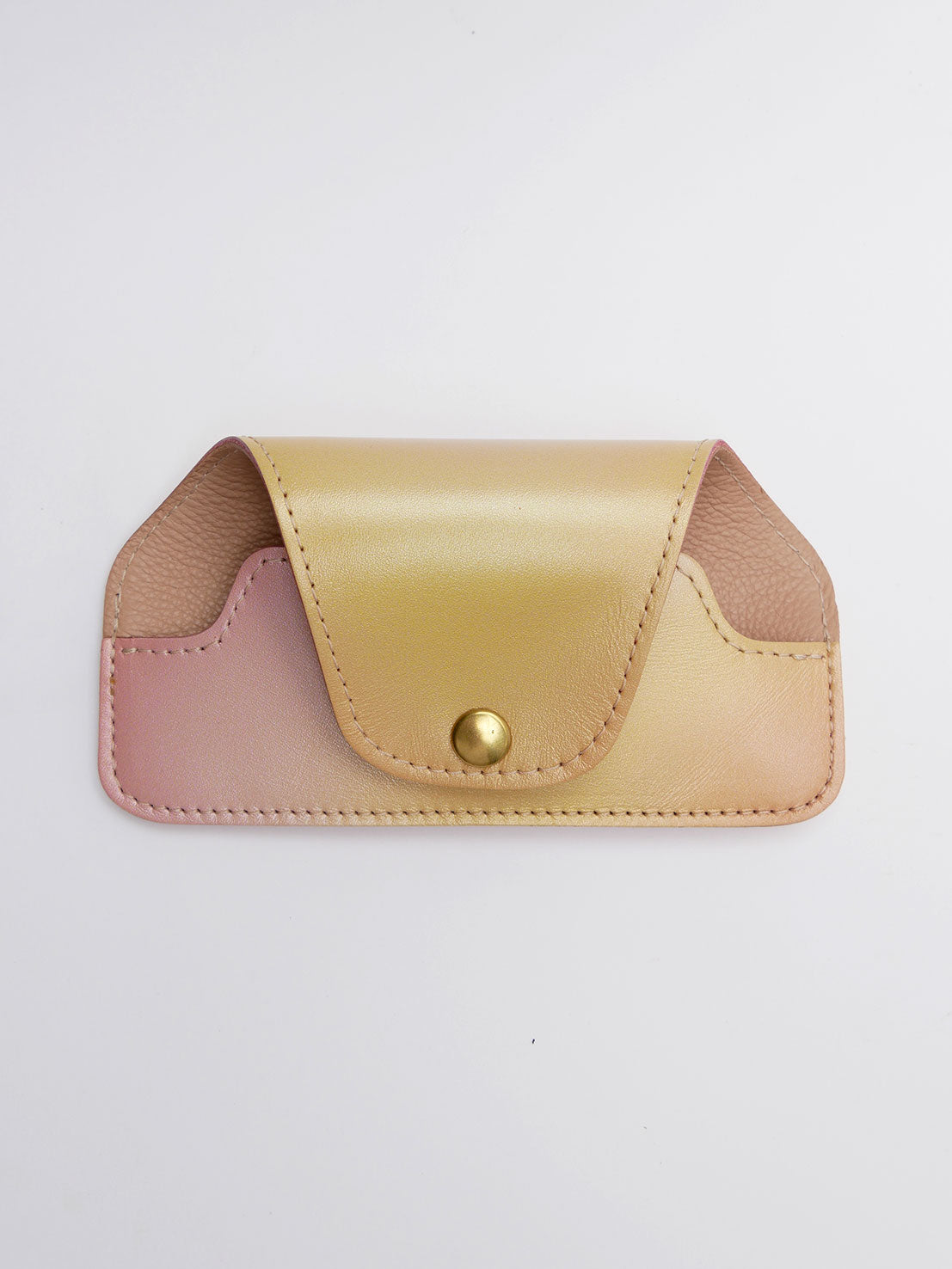 Etui à lunettes en cuir rose et jaune pastel ET64