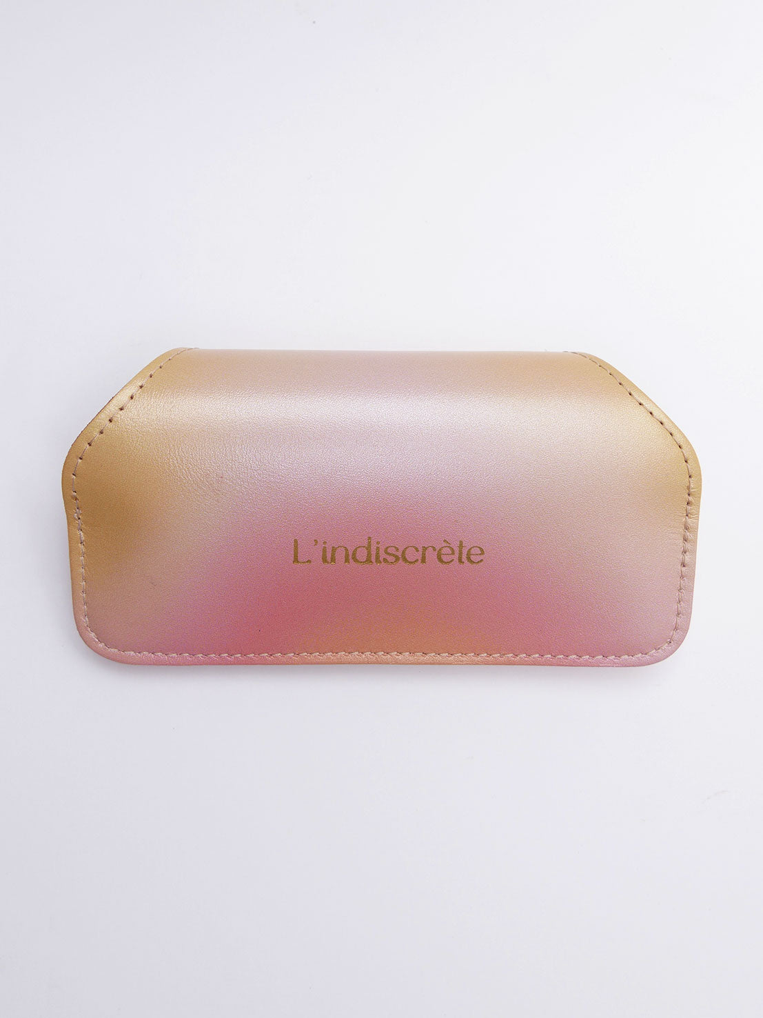 Etui à lunettes en cuir rose et jaune pastel ET64