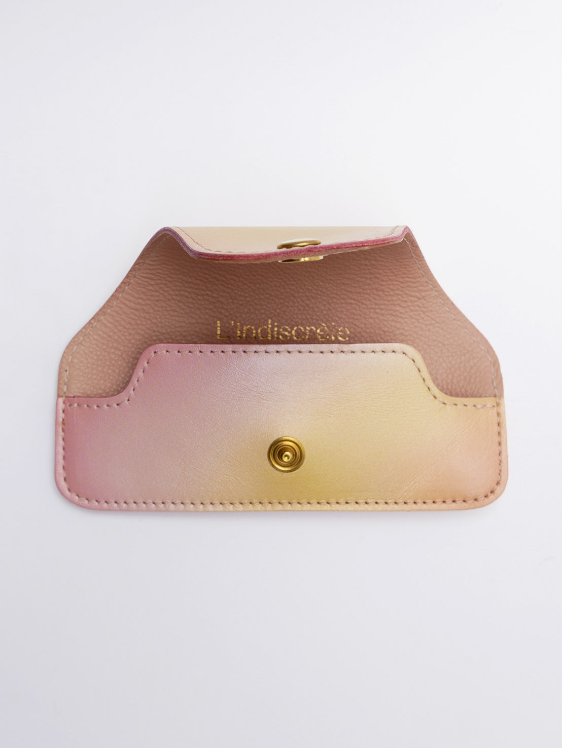 Etui à lunettes en cuir rose et jaune pastel ET64