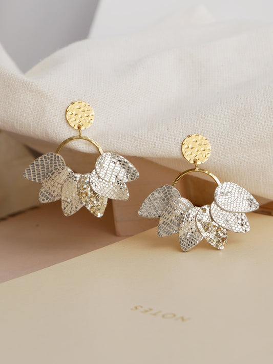 MEXICO - Boucles d'oreilles en cuir or et argent