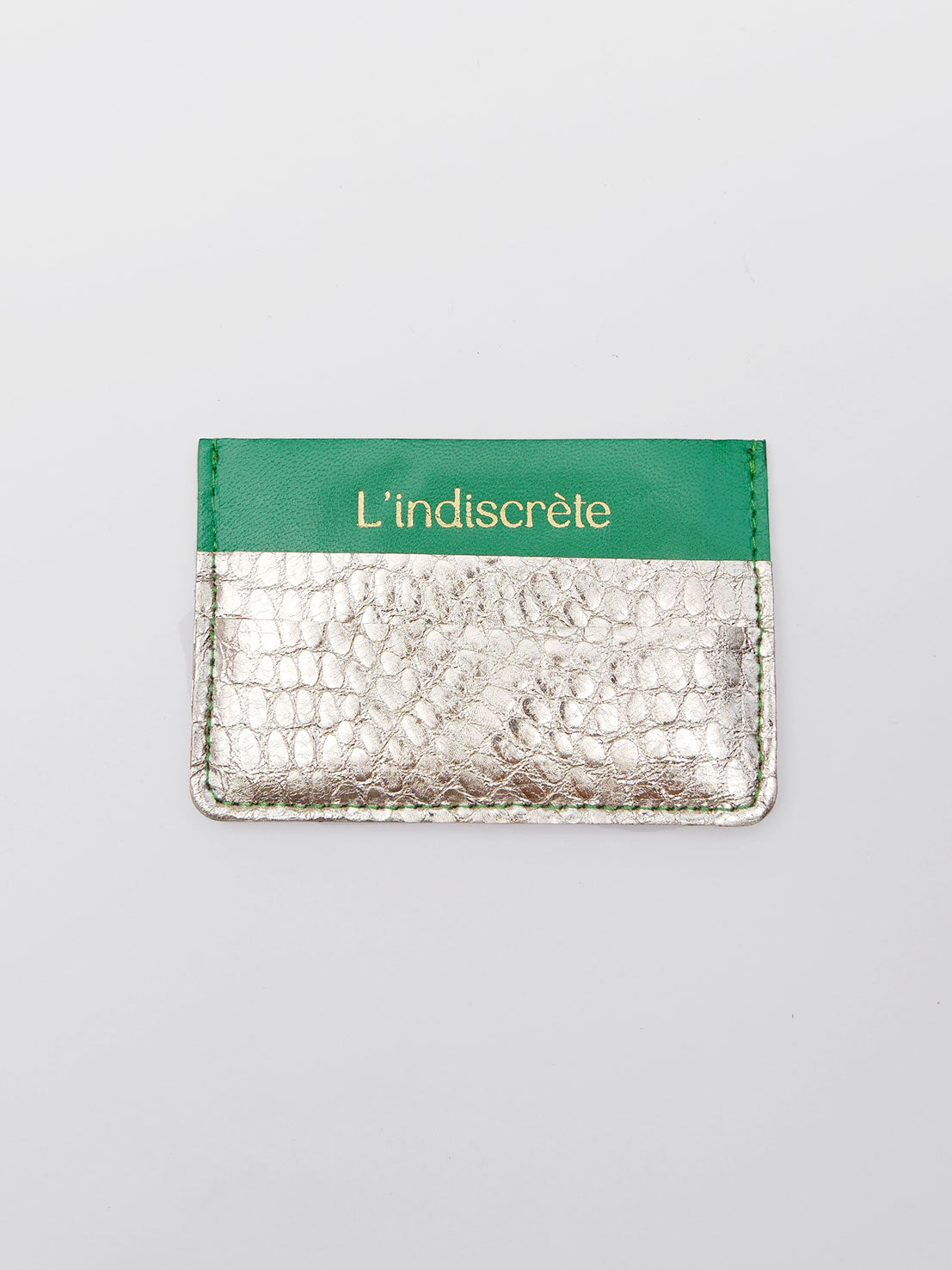 Porte-cartes PC04 en cuir vert et or