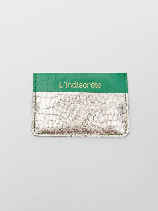 Porte-cartes PC04 en cuir vert et or