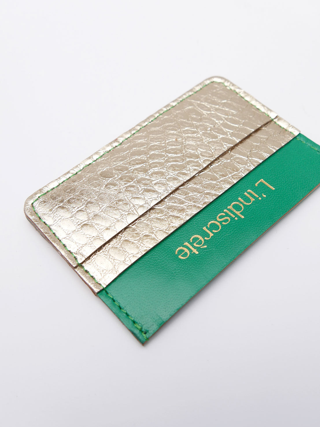 Porte-cartes PC04 en cuir vert et or
