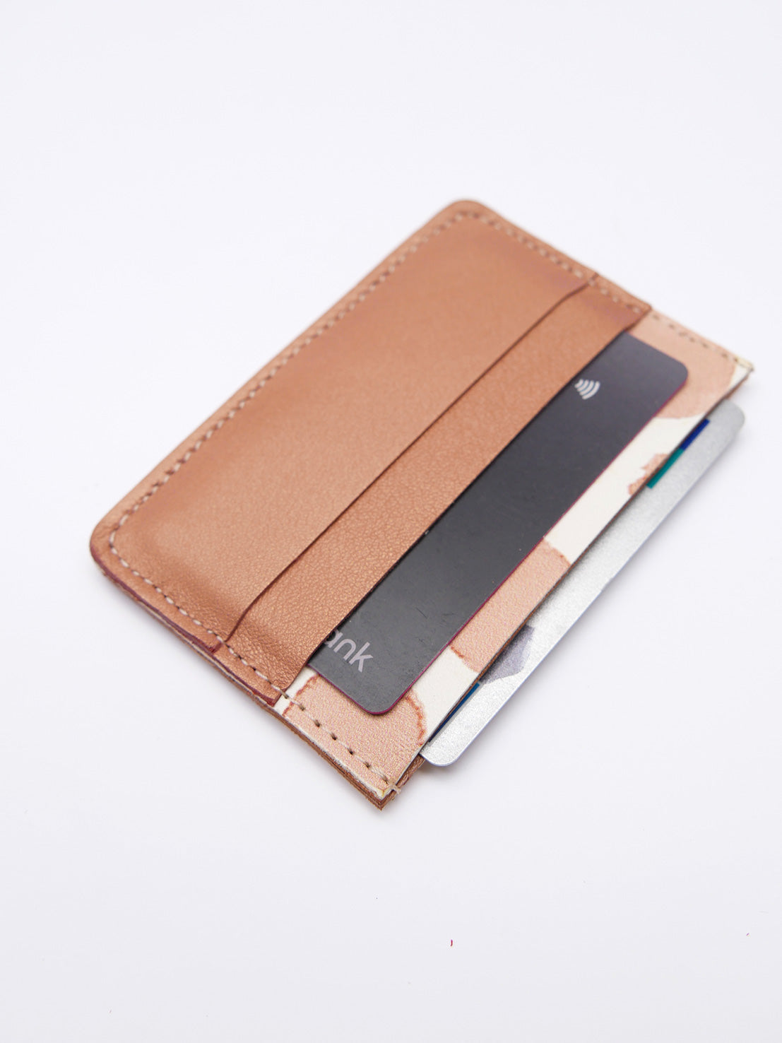 Porte-cartes PC07 en cuir rose à pois