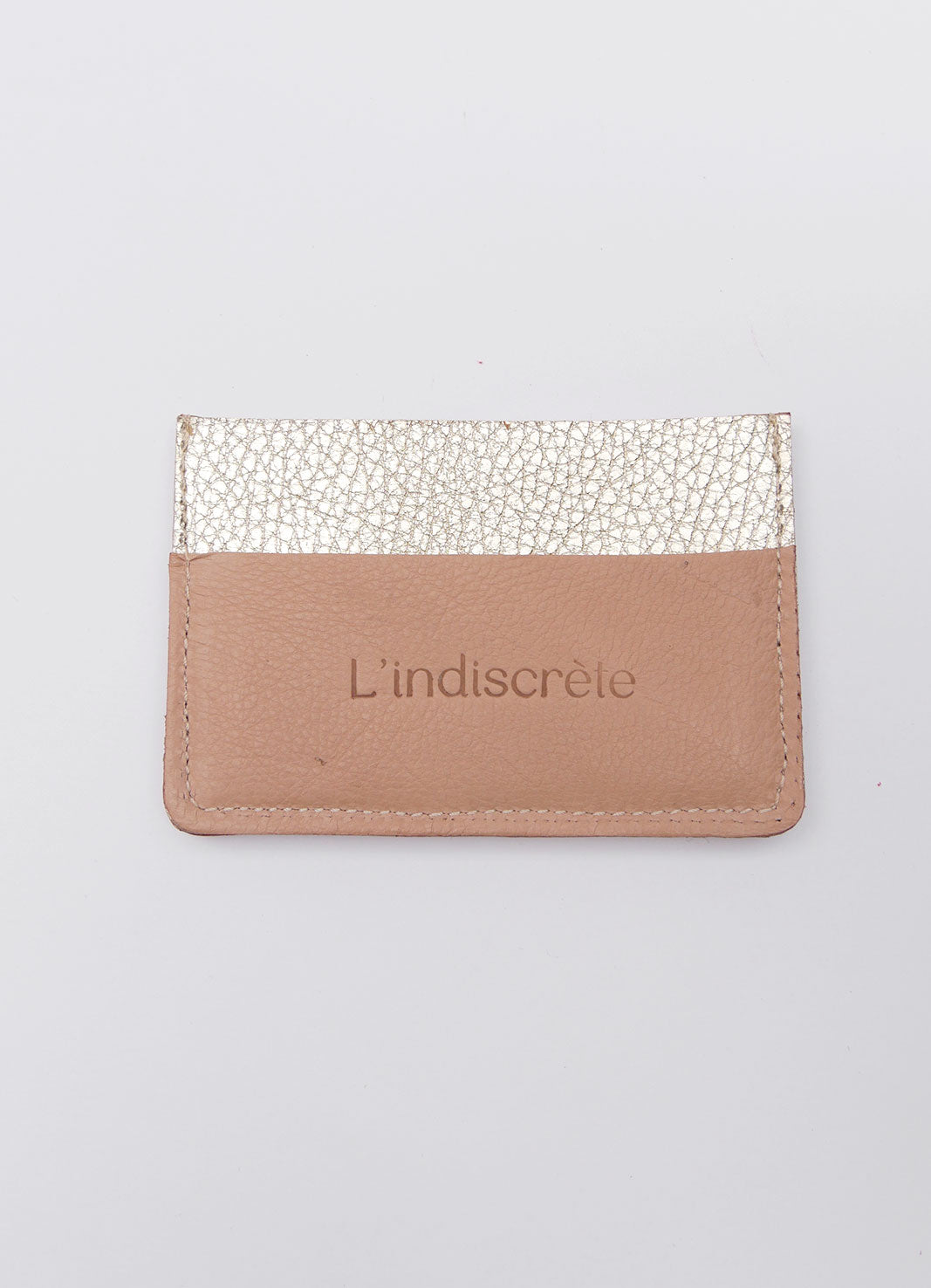 Porte-cartes PC06 en cuir or et rose nude