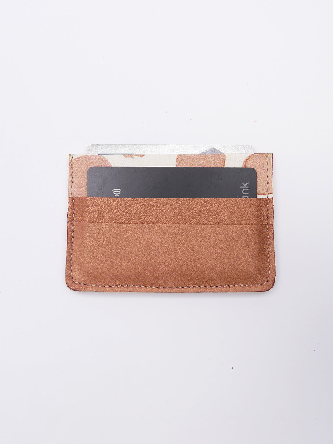 Porte-cartes PC07 en cuir rose à pois