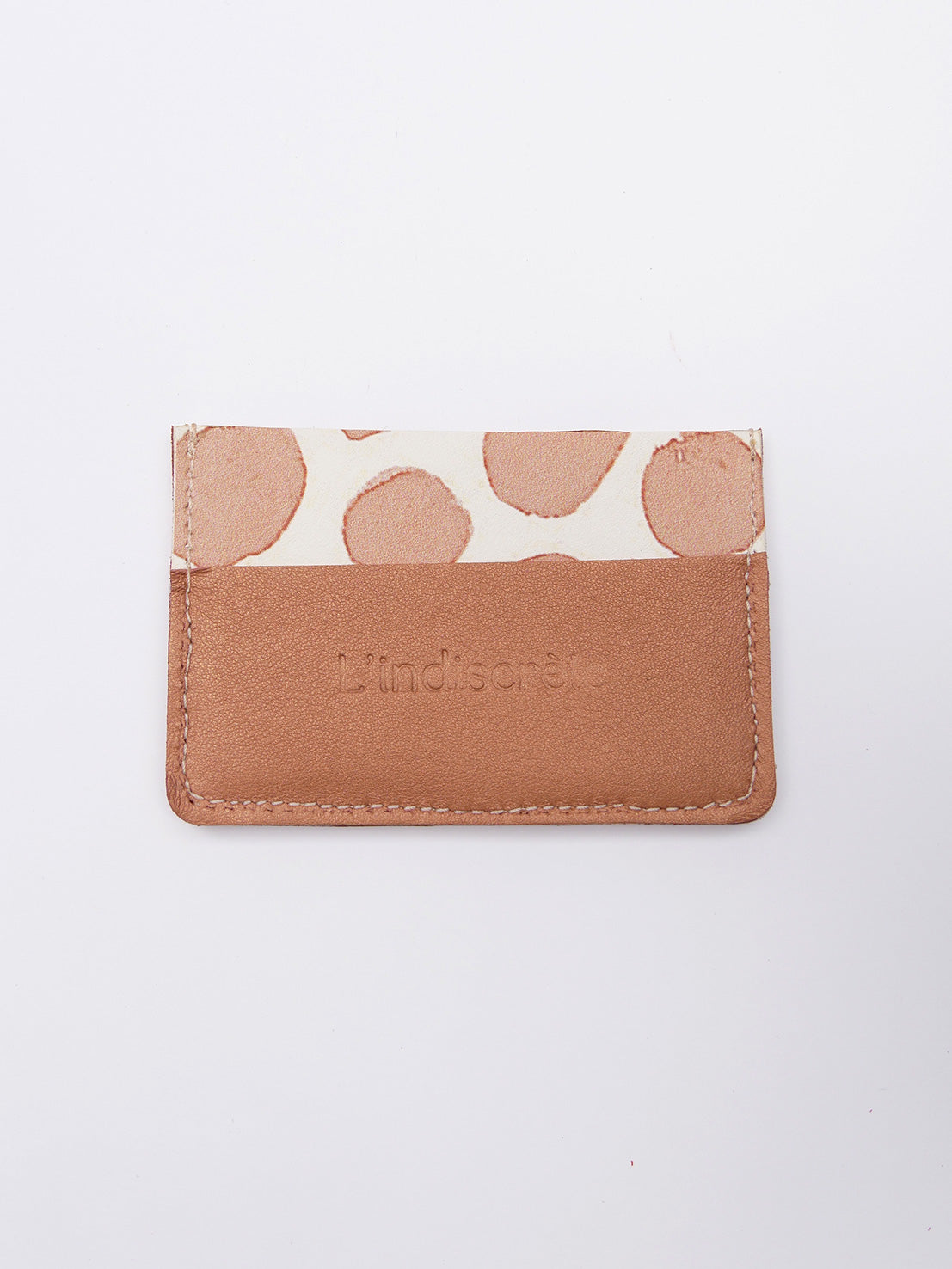 Porte-cartes PC07 en cuir rose à pois