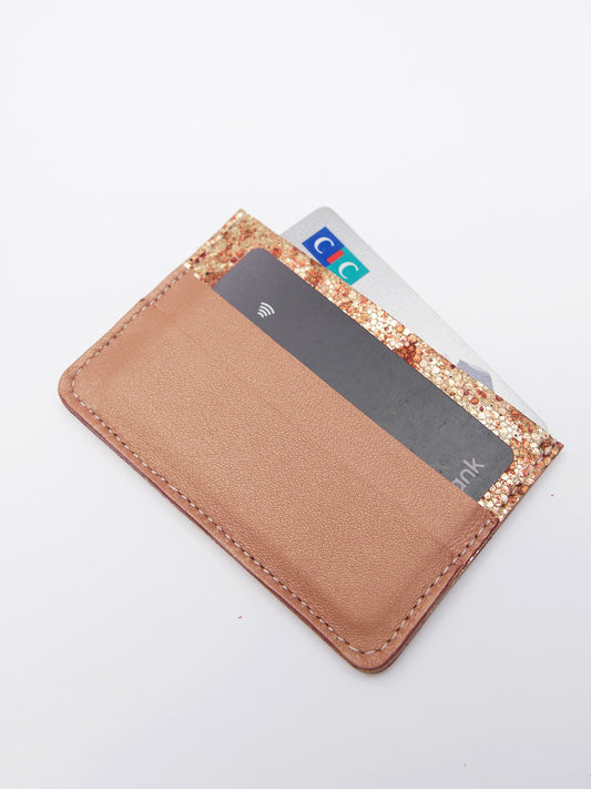Porte-cartes PC08 en cuir doré craquelé