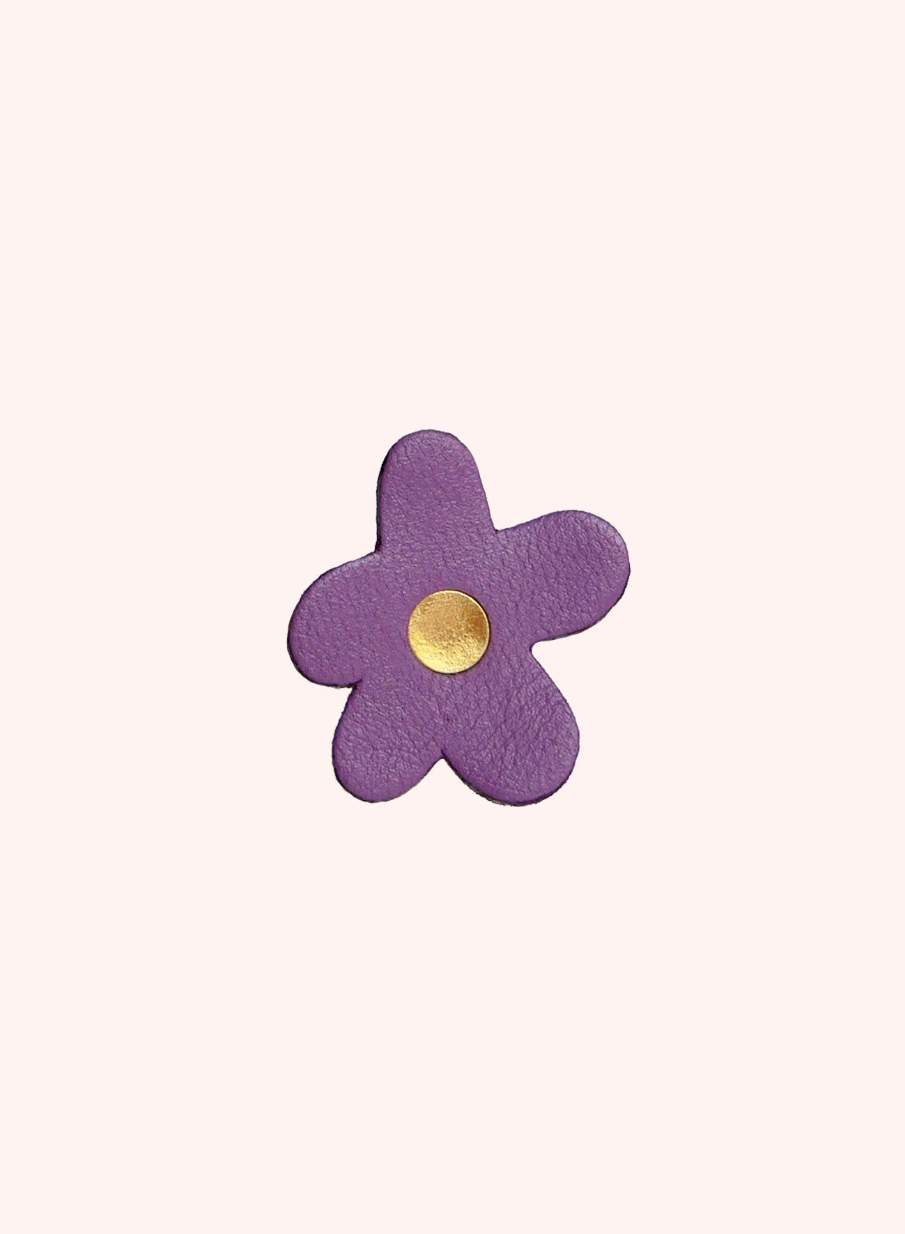 Barcelone - pin's fleur en cuir violet / menthe et or