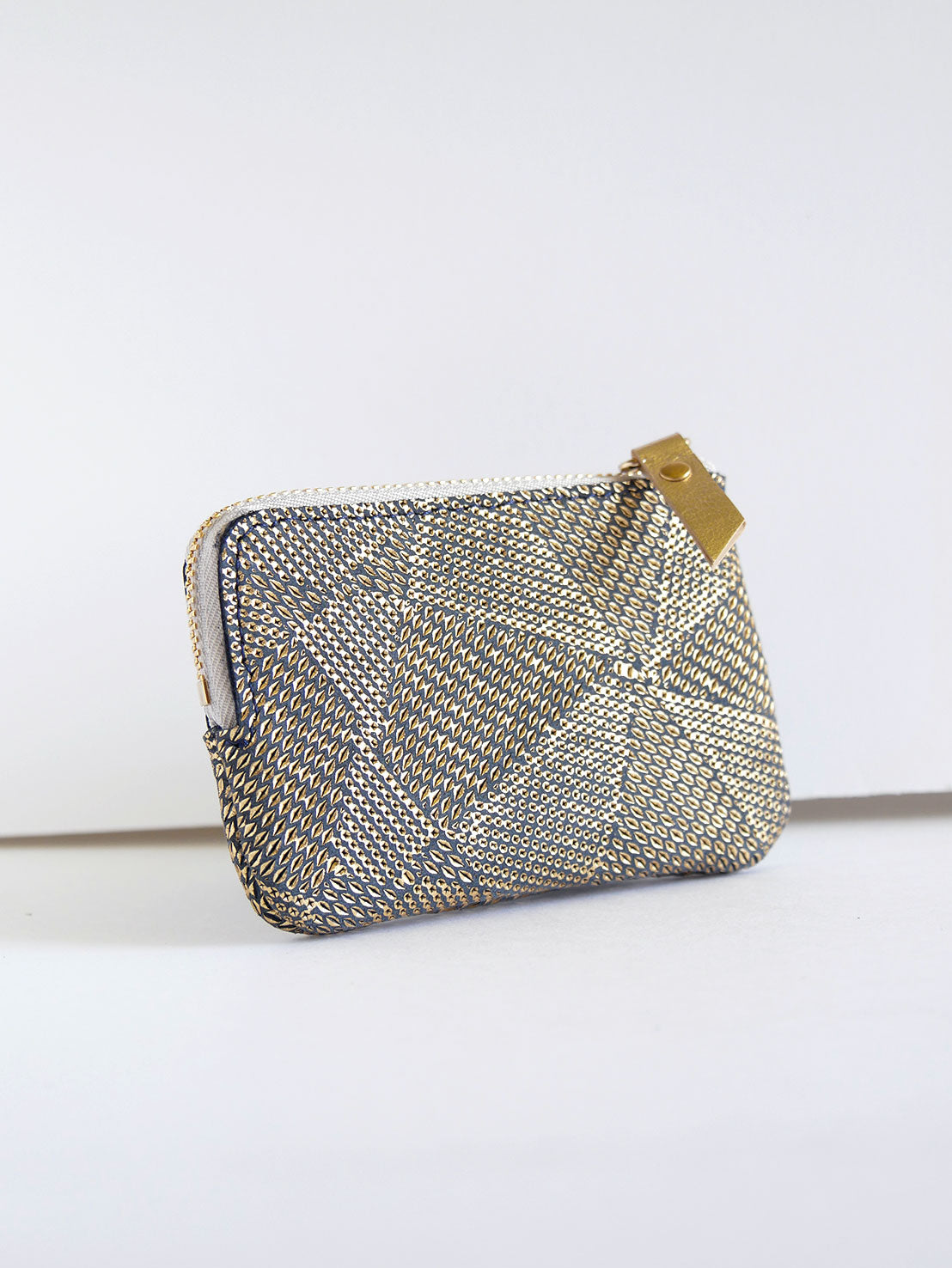 Porte-monnaie PM01 en cuir graphique bleu or