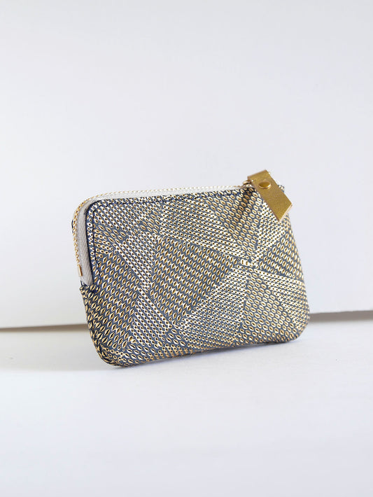 Porte-monnaie PM01 en cuir graphique bleu or