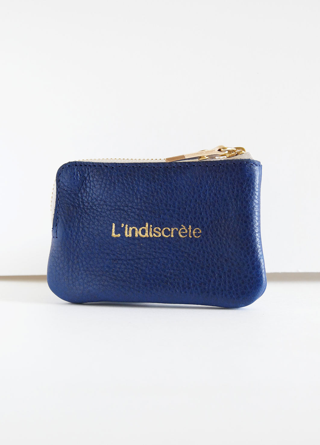 Porte-monnaie PM05 en cuir bleu grainé