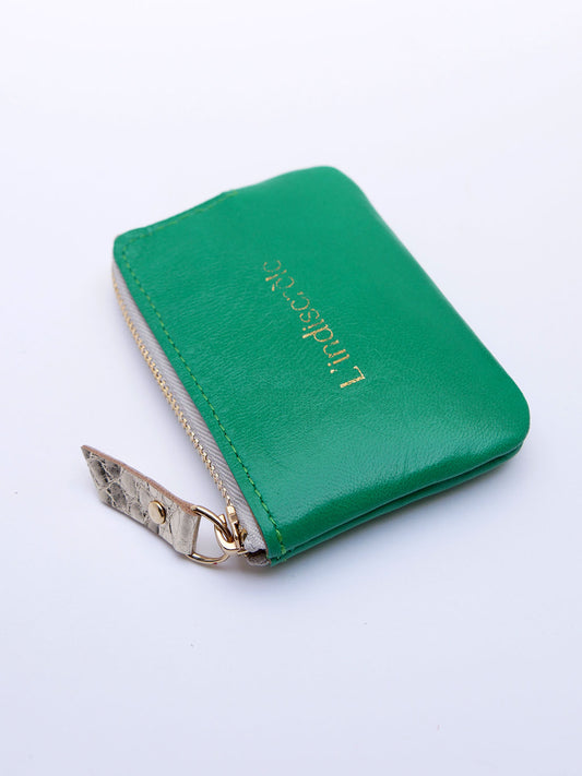 Porte-monnaie PM08 en cuir vert