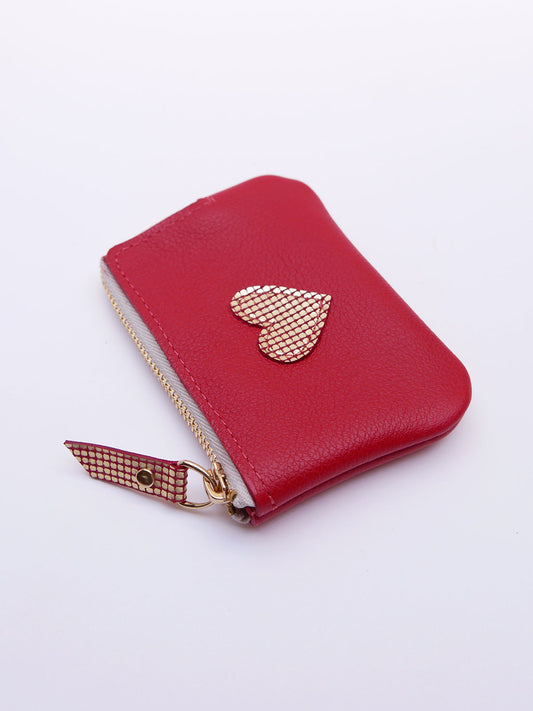 Porte-monnaie PM10 en cuir rouge