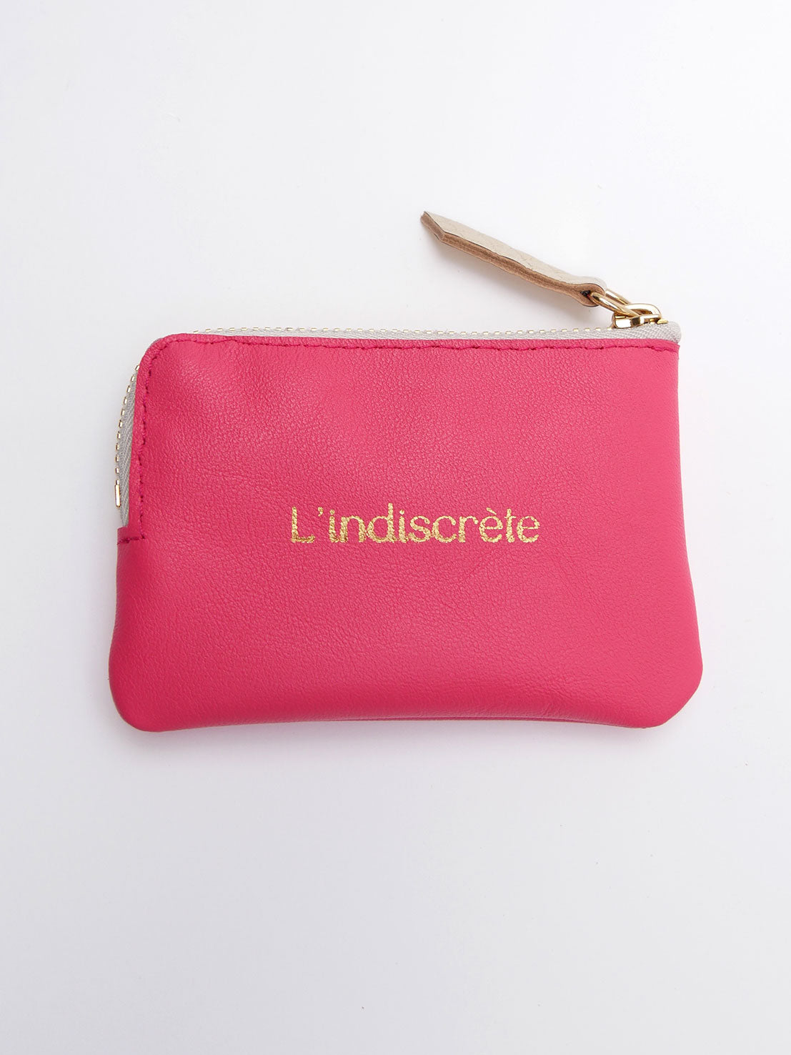 Porte-monnaie PM11 en cuir rose fuchsia