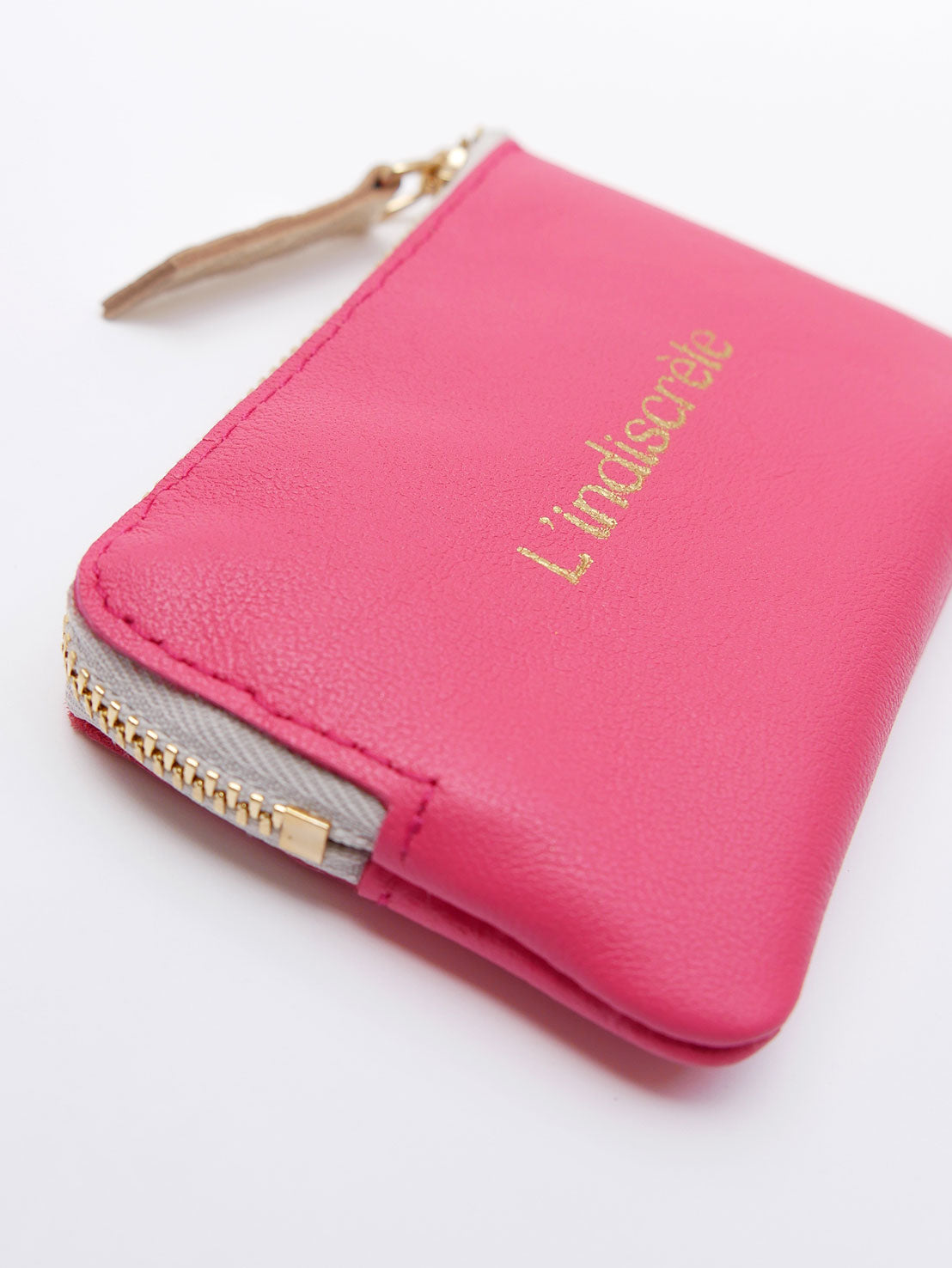 Porte-monnaie PM11 en cuir rose fuchsia