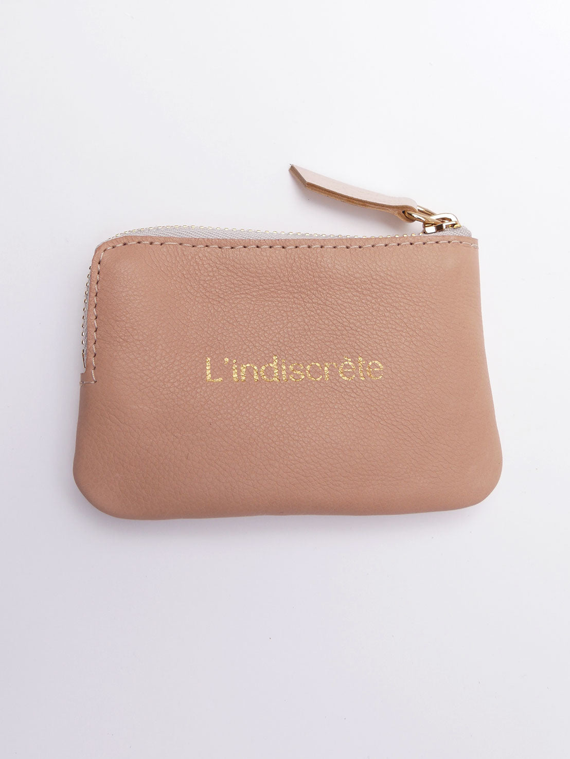 Porte-monnaie PM12 en cuir rose nude