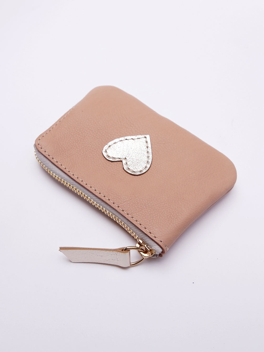 Porte-monnaie PM12 en cuir rose nude