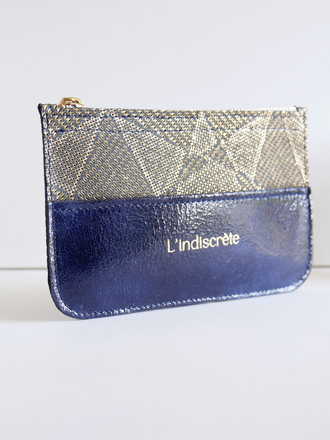 Pochette en cuir bleu et or - P152 P153