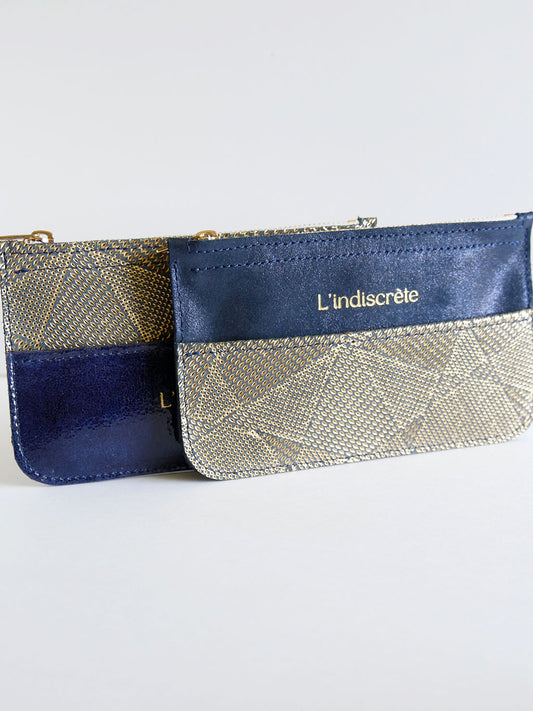 Pochette en cuir bleu et or - P152 P153
