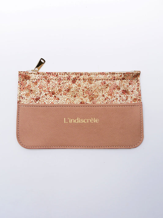 Pochette en cuir or craquelé- P155