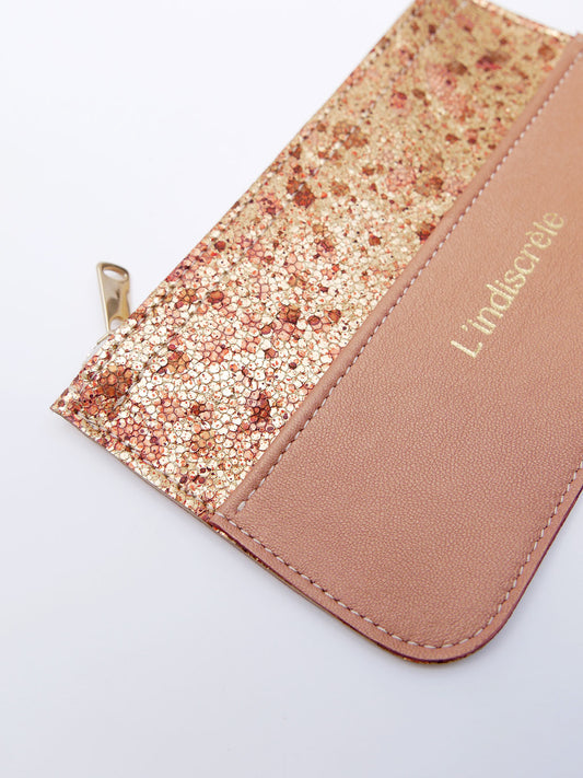 Pochette en cuir or craquelé- P155
