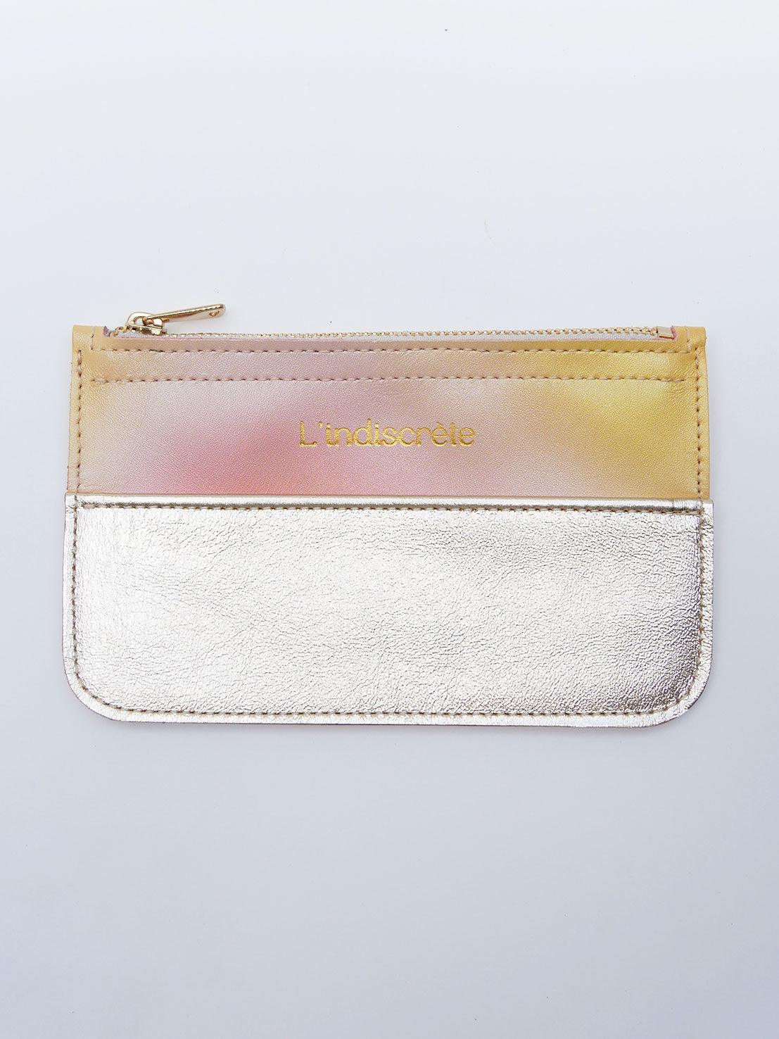 Pochette en cuir rose or pastel - P157