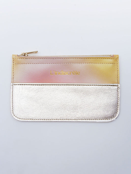 Pochette en cuir rose or pastel - P157