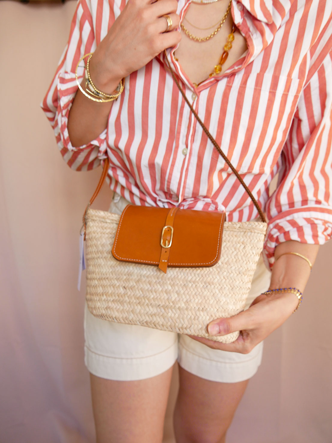 Panier 117 - Panier en osier et cuir à bandoulière