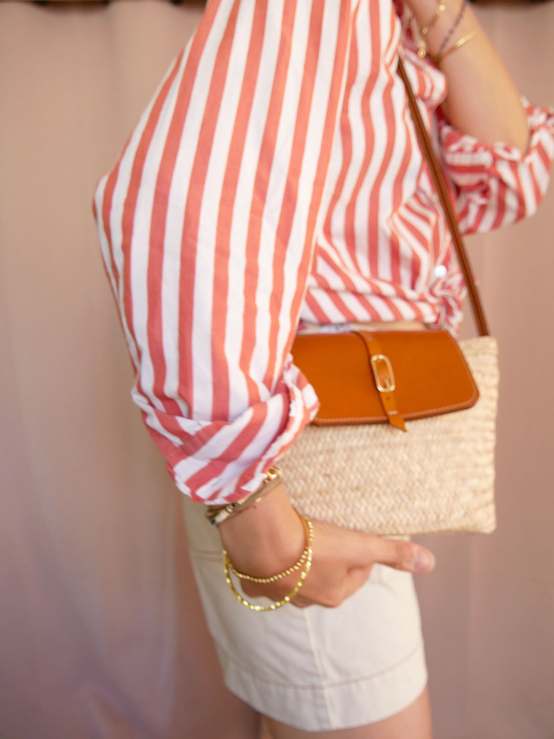 Panier 117 - Panier en osier et cuir à bandoulière