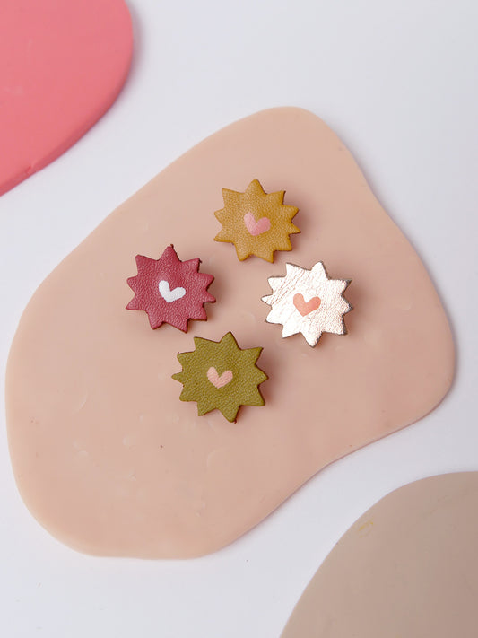 AMOUR - pin's d'amour vieux rose / pistache / moutarde