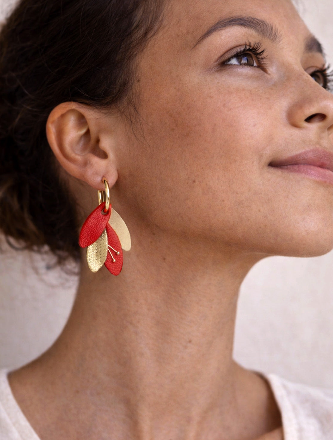 RIO - Boucle d'oreilles rouge et or