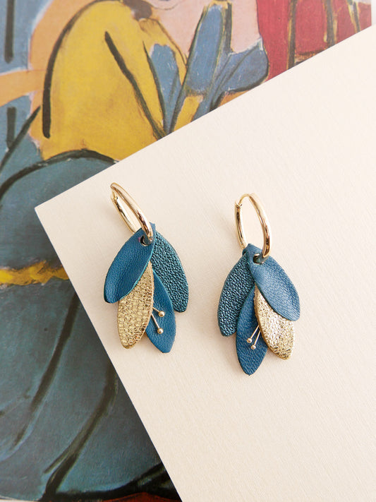 RIO - Boucle d'oreilles bleu vert émeraude