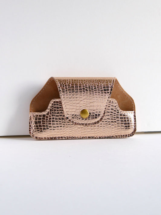 Etui à lunettes en cuir rose cuivré ET46
