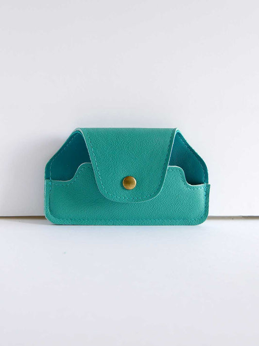 Etui à lunettes en cuir turquoise ET49