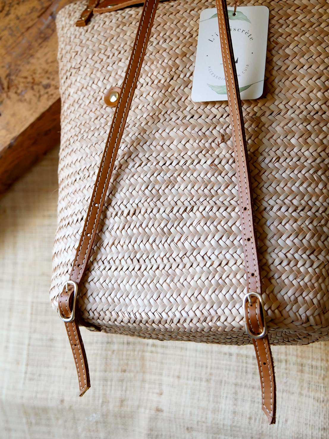 Numéro 61 - Panier sac à dos en osier et cuir camel