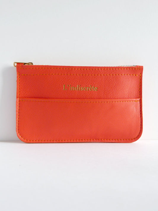 Pochette en cuir orange - P126